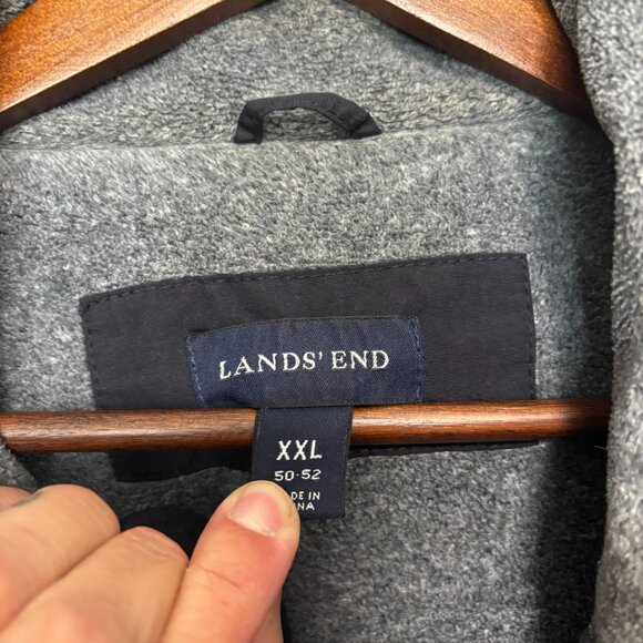 Lands End Coat Black Full Zip Long Sleeve Casual Lined Nylon Mens Winter Jacket - Picture 4 of 6